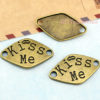 12pcs--Antique bronze letter "kiss me"pendants, letter "kiss me " charms/connector 20x33mm steampunk buy now online