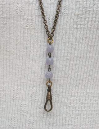 SALE! CLOSEOUT Vintage lanyard pastel purple Bulk pricing Rosary style chain pressed bead glass Necklace Charm holder supplies C123 steampunk buy now online