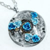 Steampunk Necklace - Blue Aquamarine Rose ELGIN GUILLOCHE ETCH Antique Pocket Watch Movement Steampunk Necklace - Anniversary Wedding Gift steampunk buy now online