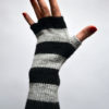 Striped Gray and Black Fingerless Gloves - Half Finger Gloves - Steampunk Striped Gloves - Fashion Gloves nO 88. steampunk buy now online