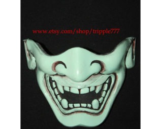Half cover Hannya Kabuki mask, Airsoft mask, Halloween costume & Cosplay mask, Halloween mask, Steampunk mask, Wall mask, Samurai MA126 et steampunk buy now online
