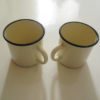 Vintage Soviet enamelware mug, cup white and black from USSR set of 2 pieces steampunk buy now online