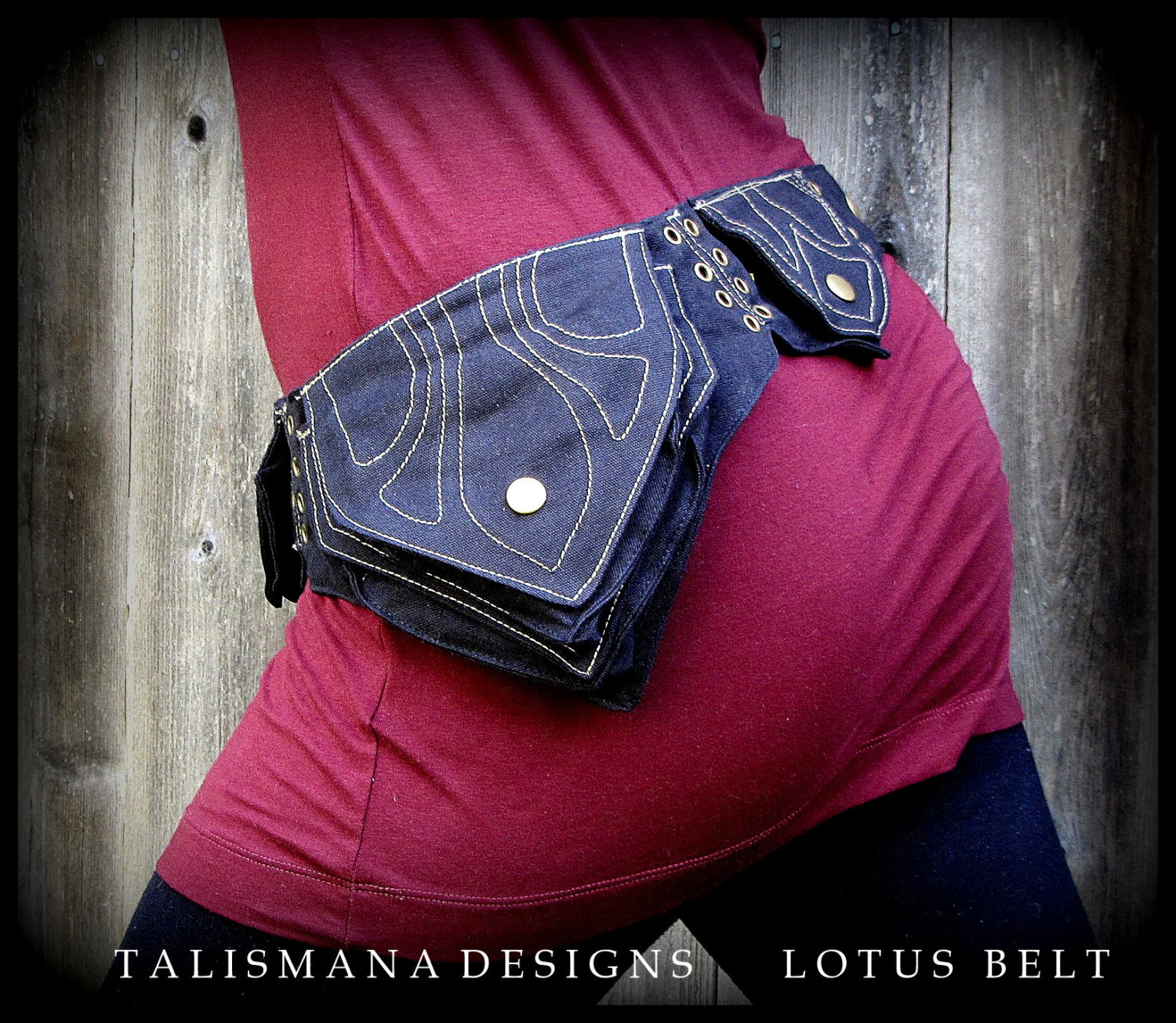 Festival Utility Hip Belt Bag ~ Burning Man Pocket Belt ~ Vegan Non-Leather ~ can adjust to extra large ~ Talismana Designs steampunk buy now online