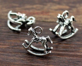 20pcs--Rocking Horse Charm, Antique Tibetan Silver Tone 3D rocking horses Charms Pendants 20 pcs 15x15mm steampunk buy now online