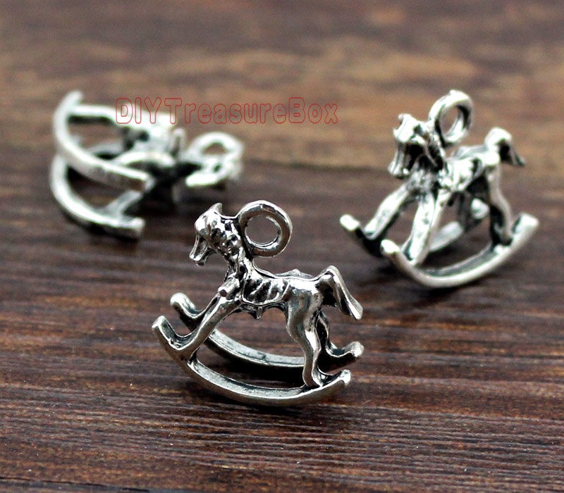 20pcs--Rocking Horse Charm, Antique Tibetan Silver Tone 3D rocking horses Charms Pendants 20 pcs 15x15mm steampunk buy now online