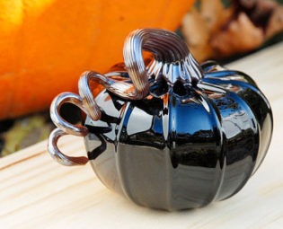 Shop Closing Sale! 50% OFF, Limited Edition Midnight Harvest Hand Blown Glass Pumpkin steampunk buy now online