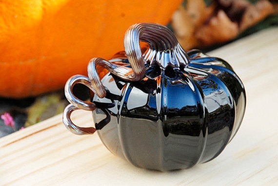 Shop Closing Sale! 50% OFF, Limited Edition Midnight Harvest Hand Blown Glass Pumpkin steampunk buy now online