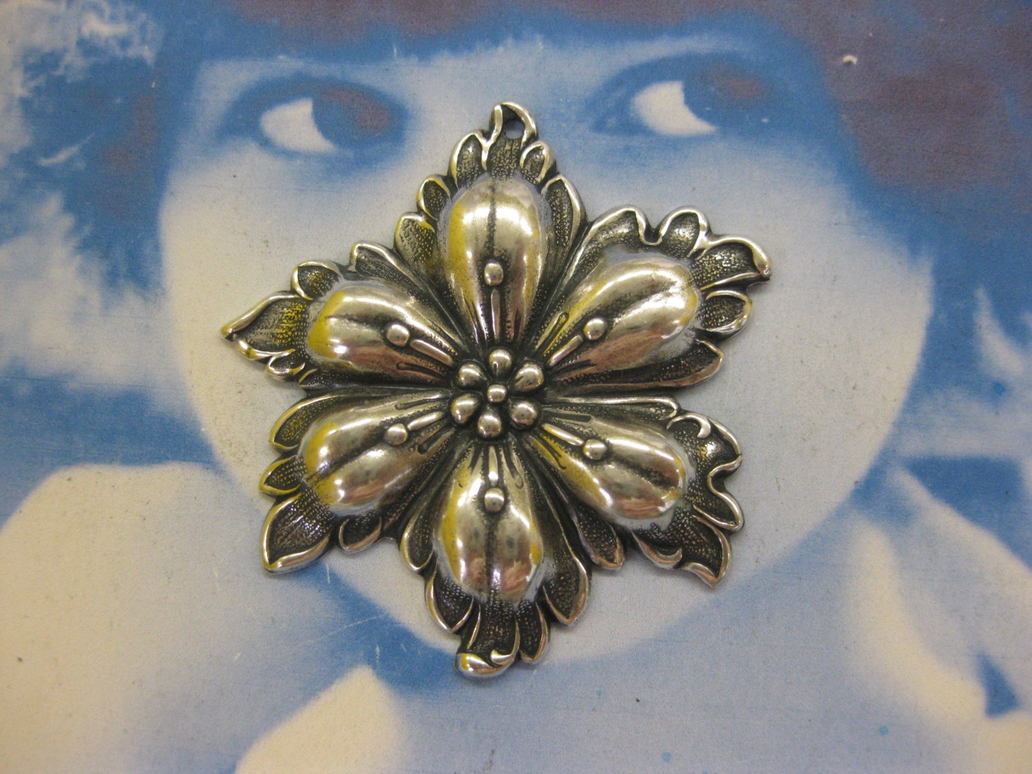 Silver Ox Plated Brass Flower Stampings 2163SOX x2 steampunk buy now online