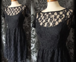 Gothic Black Sheer Lace Layer ENVY'S EMBRACE Tea Dress 8 10 Skater Victorian steampunk buy now online