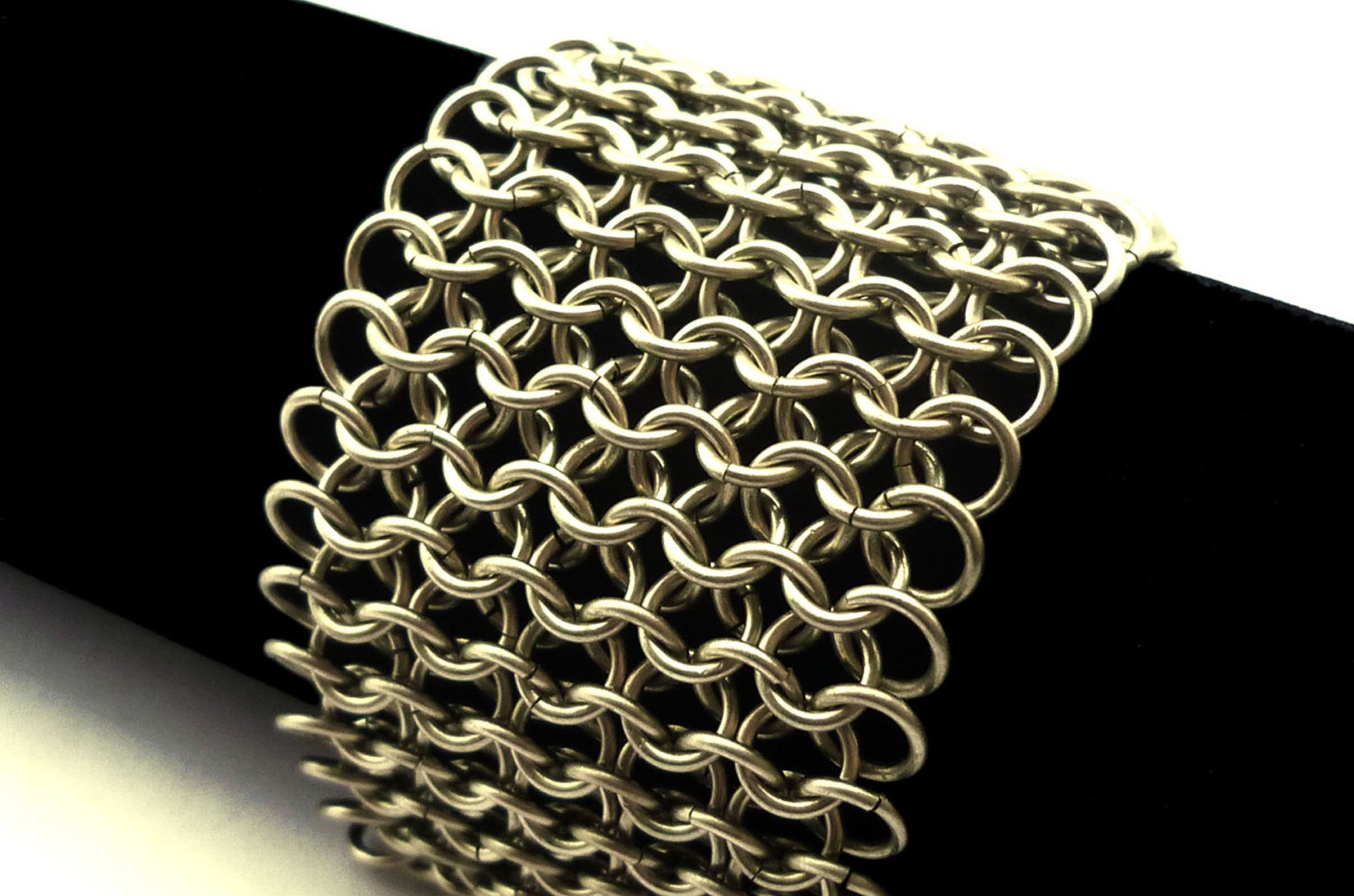 Chainmail Cuff Bracelet Unisex Bracelet Silver Plated Gothic Bracelet Wide Bracelet Chunky Bracelet Chainmaille Bracelet Made to Order steampunk buy now online