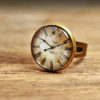 Vintage clock ring, adjustable ring, statement ring, antiqued brass ring, glass ring, antique bronze / silver plated ring, jewelry gift steampunk buy now online
