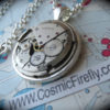 Silver Steampunk Necklace Round Pendant Non Working Real Vintage Tugaris Swiss Watch Movement Unisex Industrial Jewelry steampunk buy now online