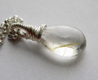 Golden Rutilated Quartz Necklace: Golden Rutilated Quartz Pendant Wrapped in Sterling Silver steampunk buy now online