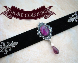 Purple Gothic Choker Black Velvet Ribbon Glass and Crystal Victorian Gothic Jewelry steampunk buy now online