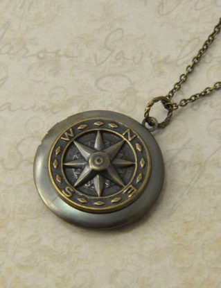 locket necklace - compass necklace - antiqued brass vintage style compass locket necklace jewelry for women steampunk buy now online