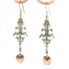 SALE Delicate Victorian Rococo Style Earrings Silver Filigree with Laurel Leaves Pink Faceted Czech Glass Beads by Nouveau Motley steampunk buy now online