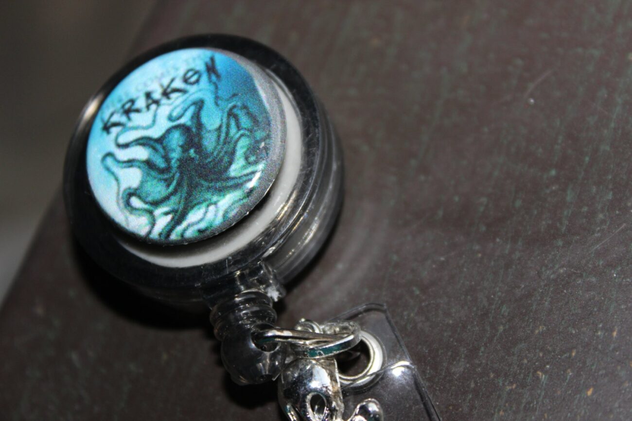 Here Comes the Kracken Sugar Skull Badge Holder Retractable Badge Holder steampunk buy now online