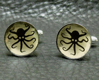 Octopus Light Gold & Silver Mens Cufflinks/Steampunk/Nautical/Mens Gift/Father/Groom/Groomsman/Valentines Gift for men steampunk buy now online