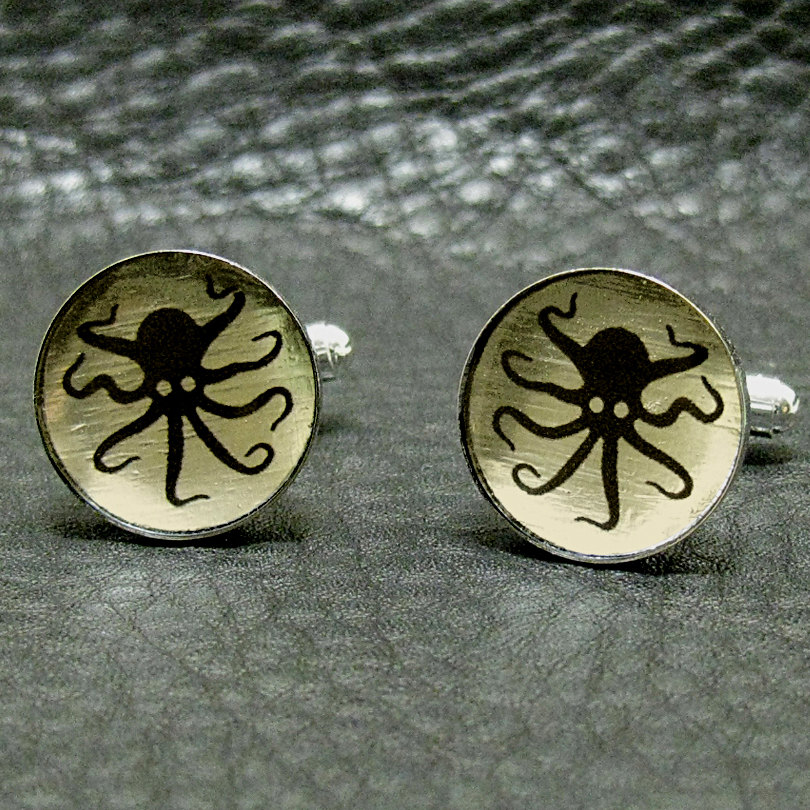 Octopus Light Gold & Silver Mens Cufflinks/Steampunk/Nautical/Mens Gift/Father/Groom/Groomsman/Valentines Gift for men steampunk buy now online