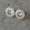 Winchester 308 Win Brass Bullet Earring, Lightweight Thin Cut, Clear Swarovski Crystal, Surgical Steel Stud - 372 steampunk buy now online