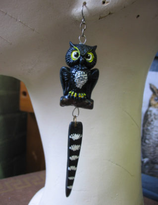 Black Owl Repurposed Vintage Owls Dangley Earings for Lovely Swan Necks steampunk buy now online