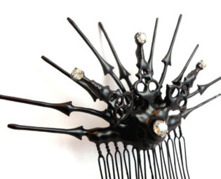 Hair Comb Gothic hair ornament Clock hand black with crystal perfect for that chic vampire bride- Empress of the West steampunk buy now online