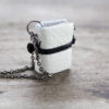 Leather miniature book necklace, mini book jewelry, book lover literature, eco friendly necklace pendant, steampunk journal necklace - white steampunk buy now online