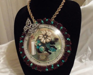 Looking Glass Pendant, Grand Statement 3D Necklace, Steam Punk Jewellery by Marelle Couture. steampunk buy now online