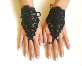 Frenc Lace glove free ship black warlock gothic prom party bridesmaid special occasion gift goth wedding lace Gypsy cuff lace tribal fusion steampunk buy now online