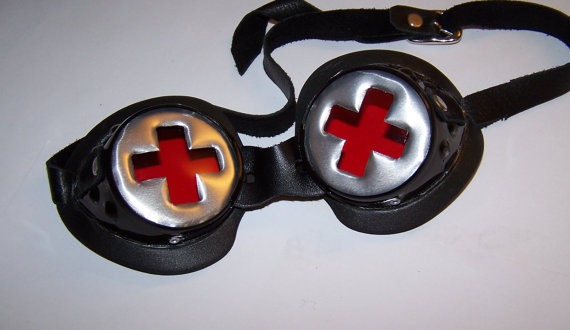 Swiss Army Cross Inspired Goggle Lenses- Pair steampunk goth medical cyber diesel punk darkwear clothing steampunk buy now online