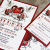 Rockabilly Wedding Invitation Set with sparrow lovebirds and roses. Steampunk heart wedding invitations. steampunk buy now online