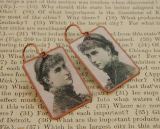 Steampunk earrings Victorian Lady illustration earrings mixed media jewelry steampunk buy now online