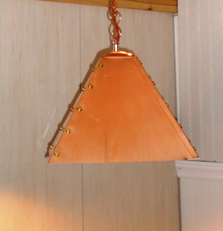 OOAK Copper & Brass Shade with copper chain and ceiling canopy with Twisted Wire Lamp - Swag lamp FREE SHIPPING steampunk buy now online