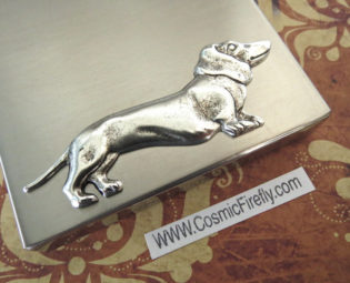 Silver Steampunk Flask Dachshund Dog Wiener Dog Flask Rectangular Flask Square Edges Silver Flask Doxie Gift steampunk buy now online