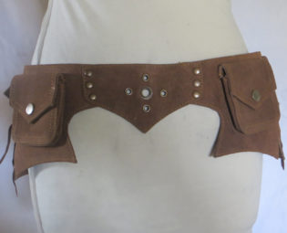 Festival Utility belt Steampunk hippie psytrance style in Suede - Anjuna Autumn steampunk buy now online