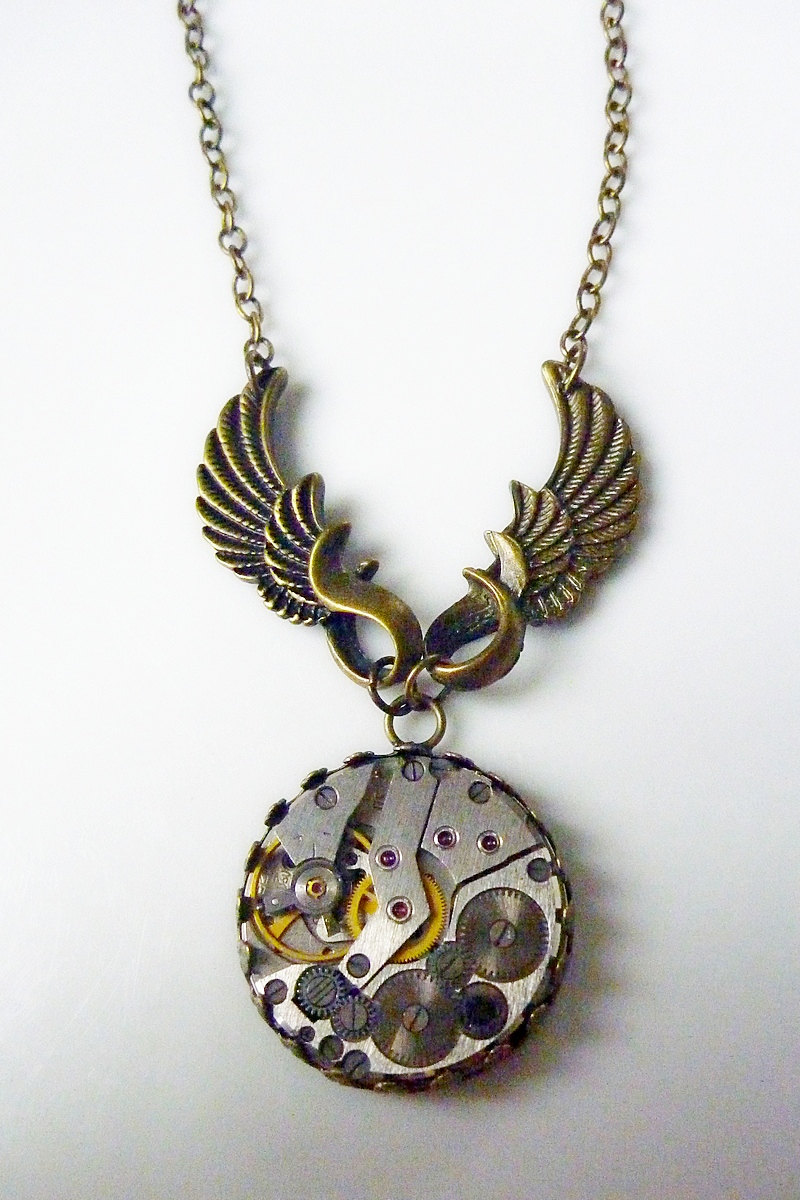 Vintage watch movement Pendant - Steampunk Inspired - Time Flies steampunk buy now online