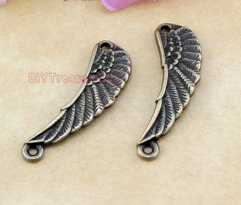 20pcs--Wing charms, Antique bronze Angels Wings Feathers Charm Pendants connector 29x10mm steampunk buy now online