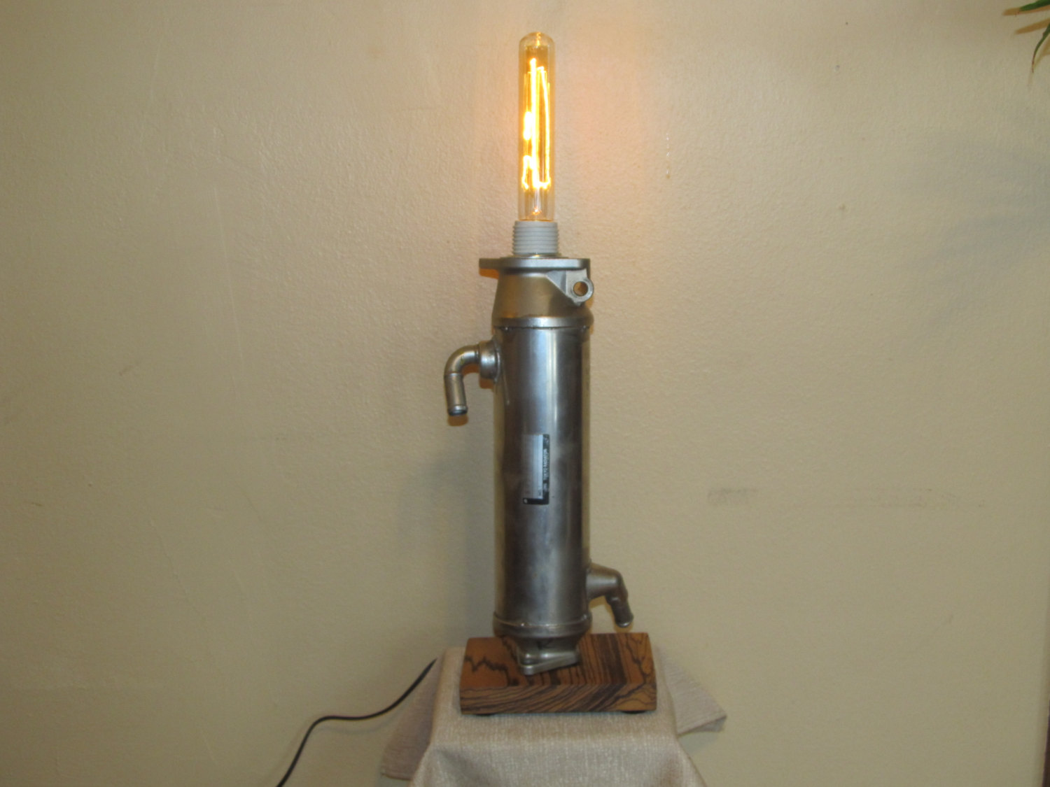 Auto Part Found Object Lamp With Vintage Style Light Bulb steampunk buy now online