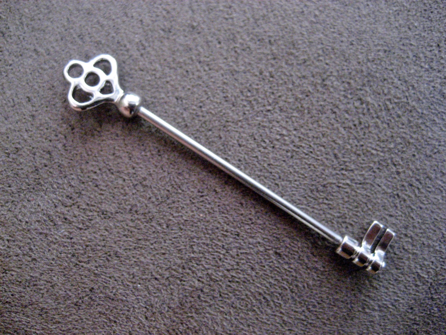 Skeleton Key Industrial Barbell Silver Surgical Steel Finish 14 Gauge Scaffold Piercing Bar Antique 2 Inch steampunk buy now online