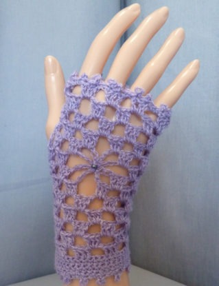 Periwinkle lacy fingerless gloves in merino and silk steampunk buy now online