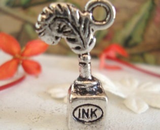 Feather Quill Ink bottle charm Old world Steampunk style steampunk buy now online