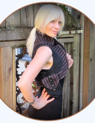 Steampunk Vest Shoulder Holster Removable Pockets ~ Brown and Black Stripes ~ Festival Vest Burning Man steampunk buy now online