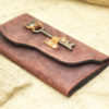 Ladies Leather Wallet - Boho Chic Extra Large Distressed Leather Checkbook Wallet with Skeleton Key Steampunk steampunk buy now online