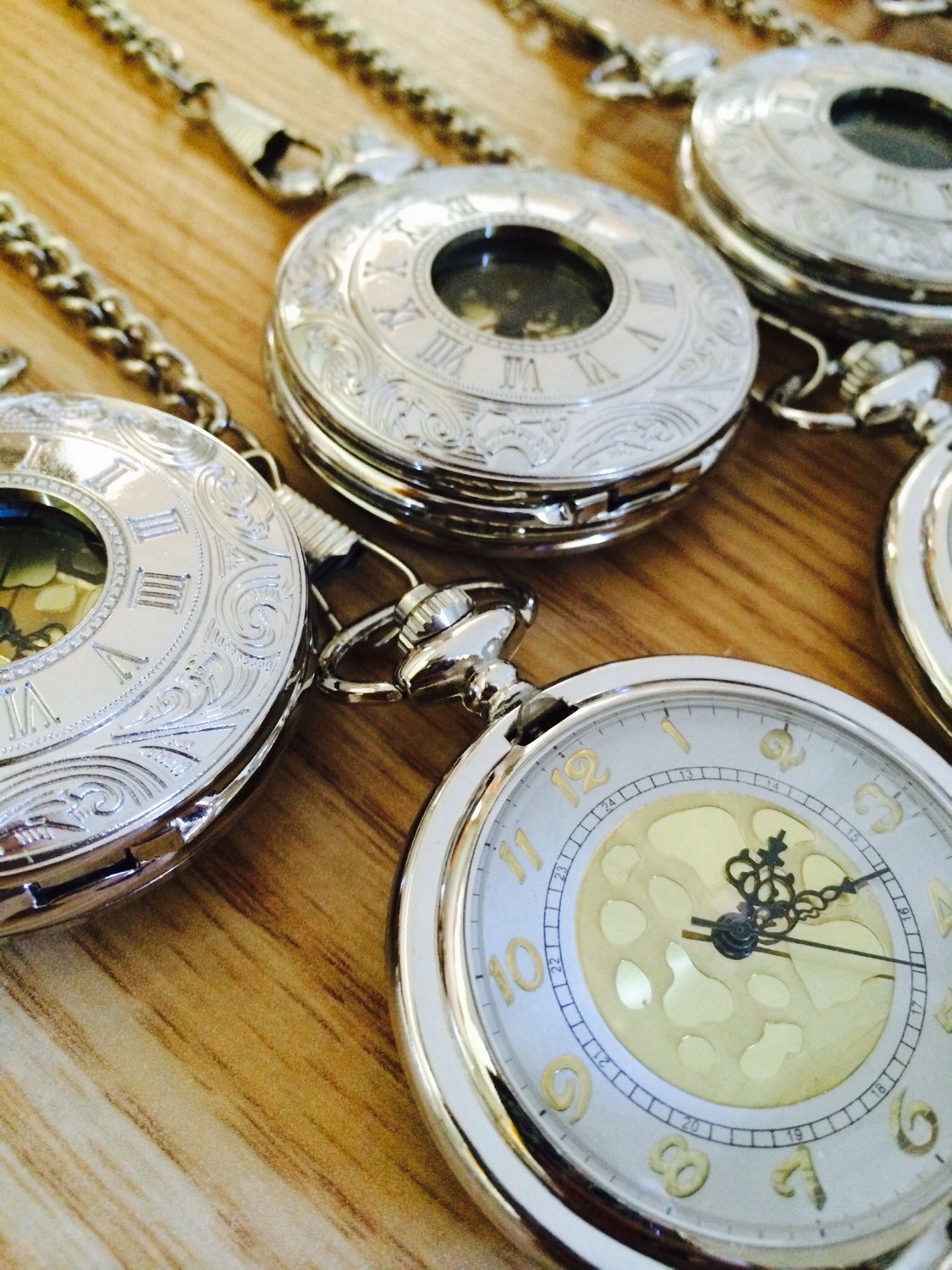 Wedding Set of 4 Silver Pocket Watches with Chain Groomsmen Gift Ships from Canada steampunk buy now online