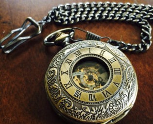 Mens Gold Bronze Mechanical Pocket Watch with Vest Chain Personalized Gift for Him ships from Canada steampunk buy now online