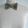 Unique Ecru/sage Irish Linen dickie bow with 'Steampunk' button details. steampunk buy now online