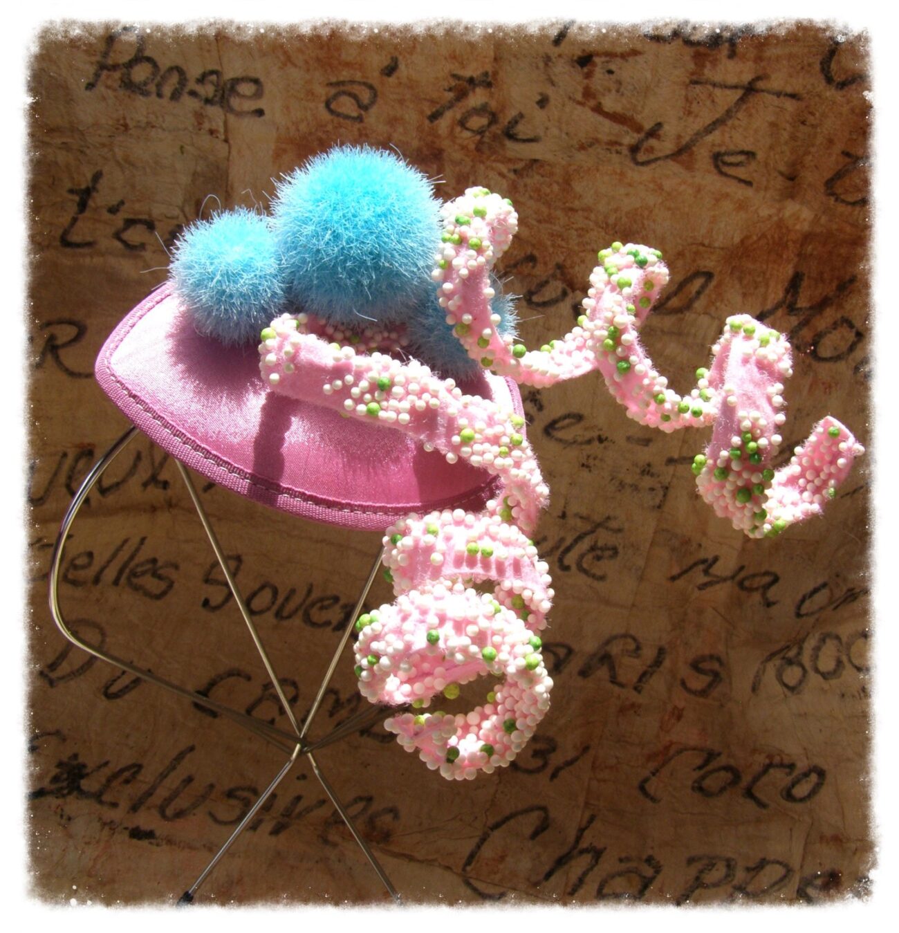 High Tea British Mockingjay Fascinator, POMPOM, Pink Hat, Candy Colors Sprinkles Hunger Games Party, Wedding Shower, Steampunk, Cocktail steampunk buy now online