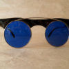 Vintage from deadstock round plastic sunglasses with metal bridge - only BLUE steampunk buy now online