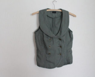 Olive Green Khaki Linen Vest Women Waistcoat Suit Collar Sleeveless Jacket Fitted Traditional Formal Classic Romantic Small Size steampunk buy now online
