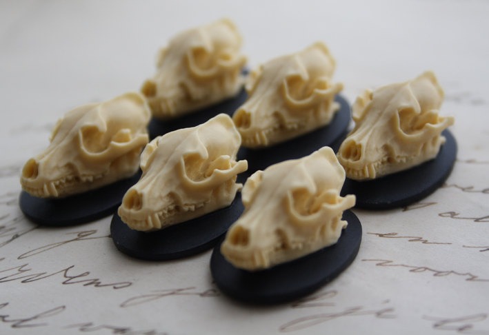 Wolf Skull Cameo Cabs Resin Cabochon Taxidermy Animal Werewolf Wolf Skull Cameo Bat Steampunk Gothic Goth Skull Black Ivory 25x18mm 6 PIECES steampunk buy now online